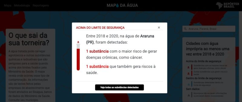 Araruna teve água contaminada por substâncias que podem causar câncer, diz estudo